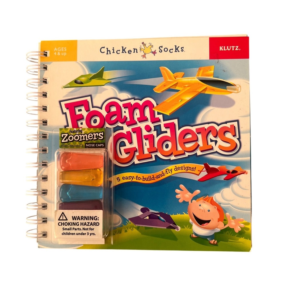 Klutz Foam Gliders Activity Book 5 Designs Zoomers Nose Caps Chicken Socks 2006